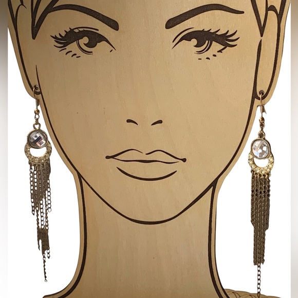 Vintage Art Deco Long Crystal Earrings Hollywood Style Woman’s Jewelry - Picture 2 of 7